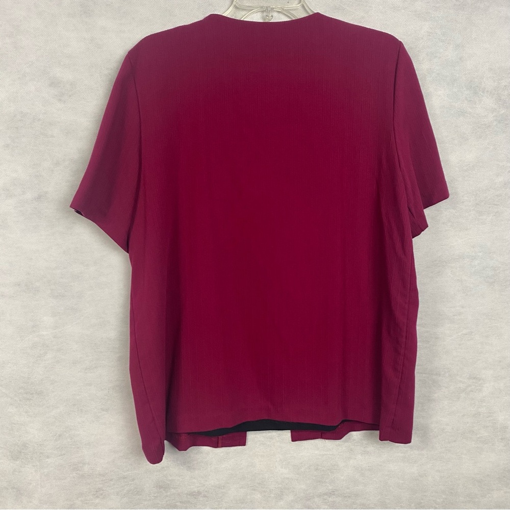 Alfred Dunner Deep Raspberry Open-Front Short Sleeve Tunic - Picture 2 of 12